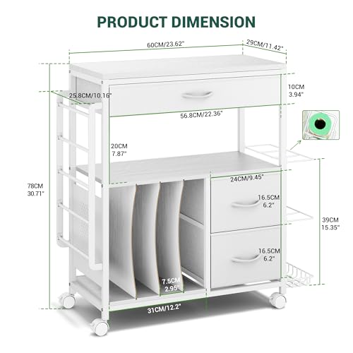 Wrapping Paper Storage Cart, Up to 12 Rolls, White - Image 4