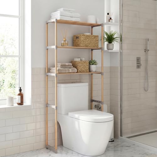 Giantex Over The Toilet Storage Shelf, 3-Tier Pine Wood - Image 2