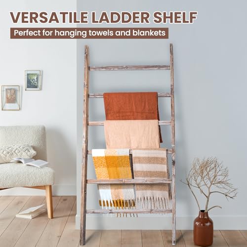 Blanket Ladder Shelf 6.4FT, 38 inch Wide Solid Wooden - Image 7