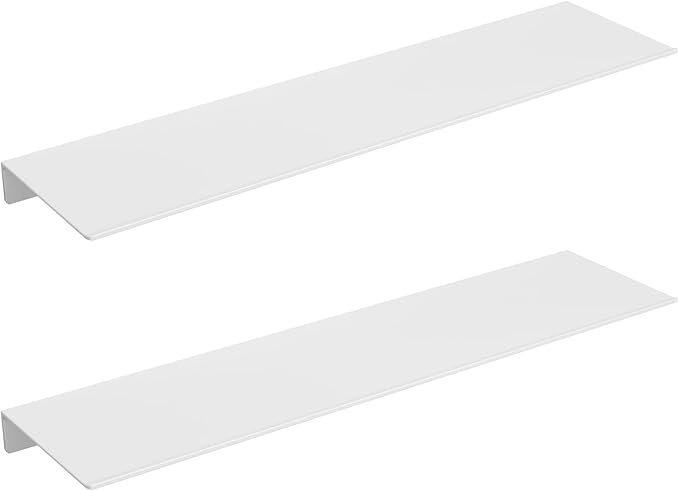 Danpoo White Floating Shelves for Wall Storage, Metal Wall Shelves for Living Room, Bathroom, Kitchen, 20” Long Display Shelves for Collectibles(2 PCS)