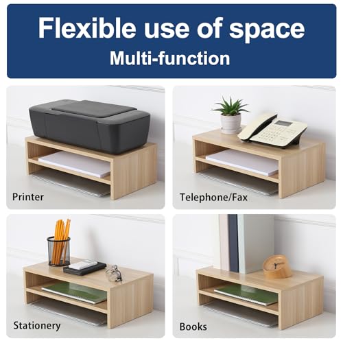FITUEYES Wooden Monitor Stand Riser, 2-Tier Desk Storage Shelf - Image 4