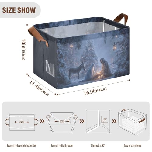 Christmas Nativity Scene Storage Basket Foldable Cube - Image 4