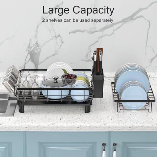 Small 2 Tier Dish Drying Rack, Space Saving Dish Racks - Image 5