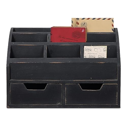 Farmhouse Gray Black Mail Organizer Countertop with Drawers - Image 5