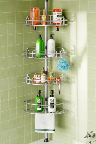 HAMITOR Corner Shower Caddy Tension Pole 4 Tier Rust | All Products - Image 2