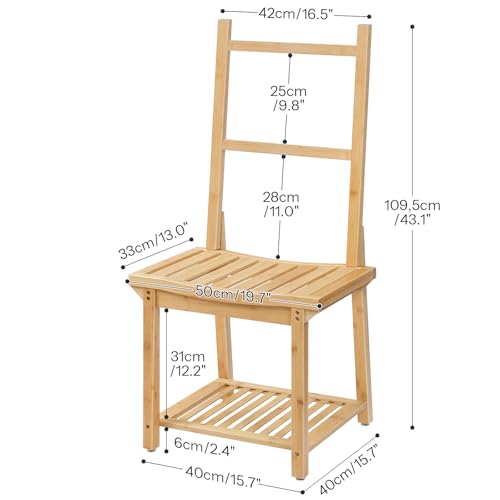 HOOBRO Freestanding Towel Rack for Bathroom, Bamboo Blanket Rack - Image 3