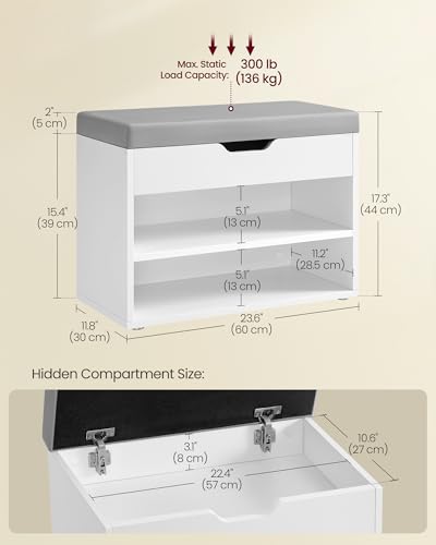 VASAGLE Storage Bench with Cushion, Shoe Bench - Image 4