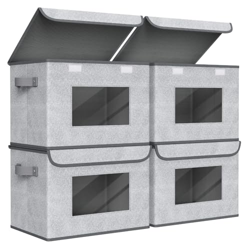 Univivi Fabric Closet Storage Bins with Lids for Shelves 4 Pack - Image 2