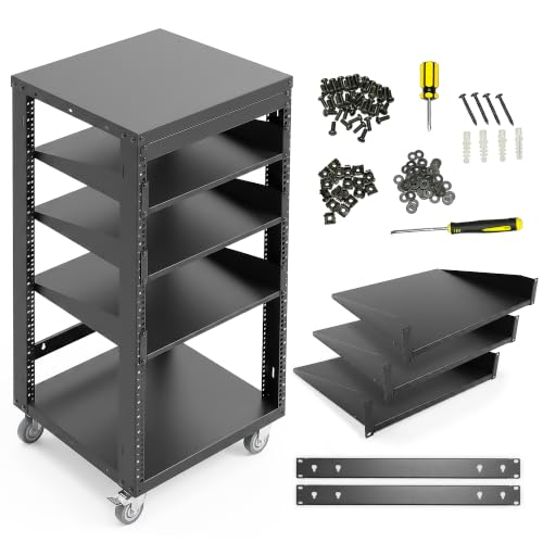 AxcessAbles 22U Open Frame Network & AV Rack with Caster Wheels - Image 2