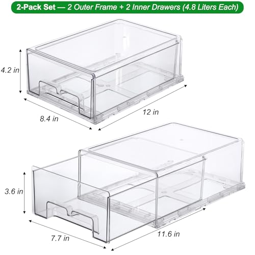 Taiuloo 2 Pack Stackable Refrigerator Organizer Bins - Image 3
