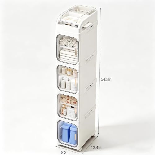 5-Tier Tall Narrow Storage Cabinet, slim bathroom Organizer - Image 3