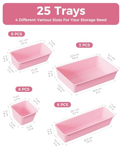 BiuLeon 25 PCS Plastic Drawer Organizers Set, 4-Sizes Vanity - Image 3