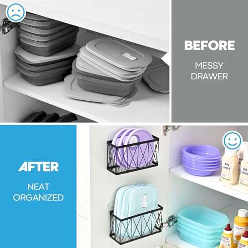 3 Pack Cabinet Organizer - Adhesive Lid Organizer Slim Space Wall - Image 5