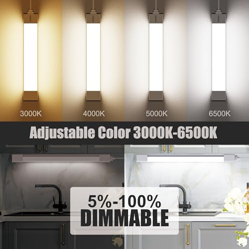 LED Tube Light Fixture with Plug Under Cabinet Lighting Dimming - Image 5