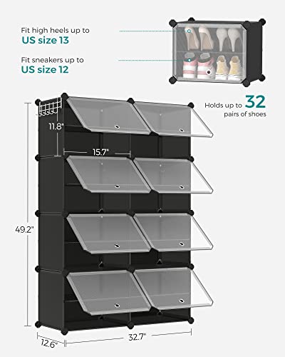 SONGMICS Shoe Rack, 8-Tier with Doors, 32-Pair Storage Cabinet - Image 4