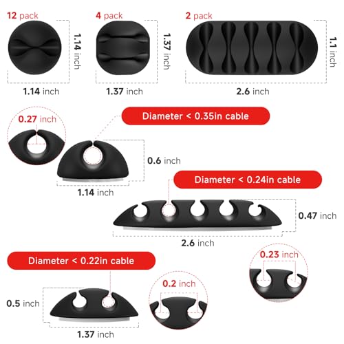 Flezoo 18PCS Black Adhesive Cable Clips Cord Organiz | Cable Managemen - Image 3