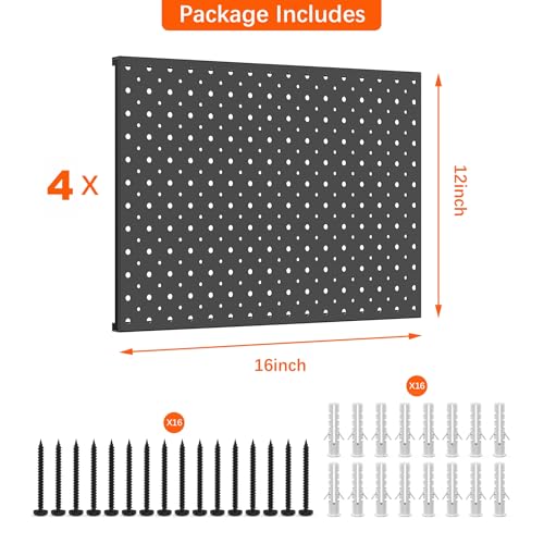 TORACK 4 PCS 12"x16" Metal Pegboard Panels for Garage, Workbench - Image 5