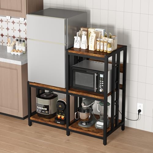 Mini Fridge Stand Coffee Bar Cabinet with Power Outlet, Baker - Image 5
