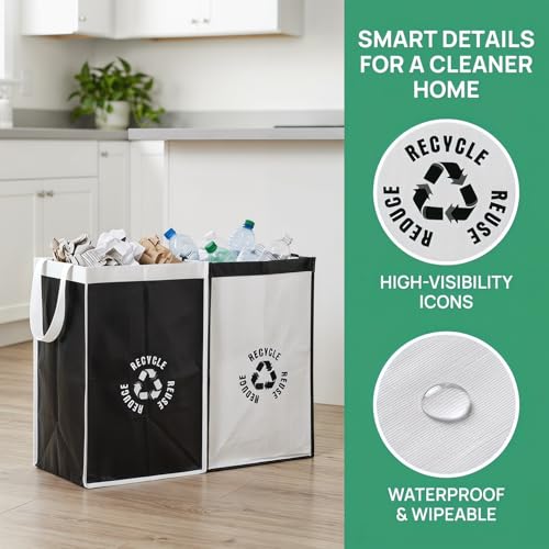 2-piece Set Of Recycling Bags for Kitchen, Reusable Waste Sorting - Image 4