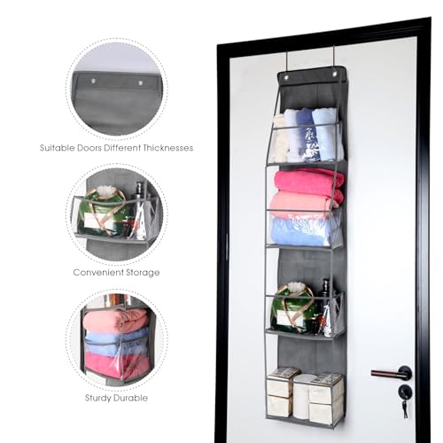 4-Shelf Over the Door Storage Hanging Closet Organizer (Grey) - Image 4