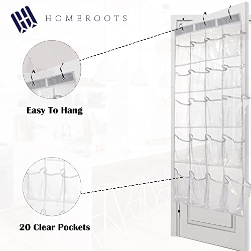 HomeRoots 2 Pack Minimalist Clear Over the Door Organizer with 20 - Image 5