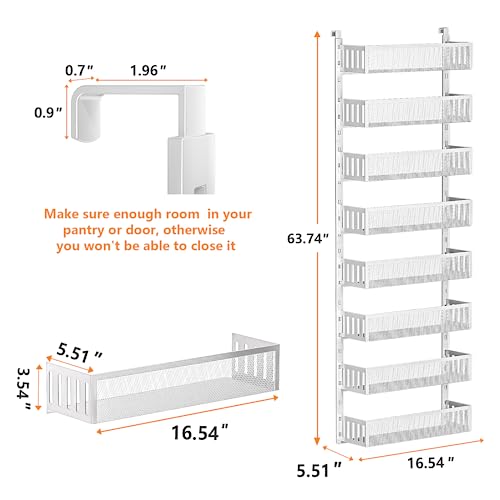 8-Tier Over The Door Pantry Organizer with Mesh Baskets - Image 3