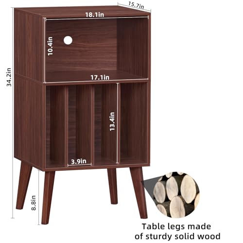 Lerliuo Record Player Stand, Walnut Turntable Stand Holds up - Image 4