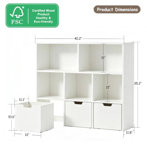 Toy Storage Organizer, Wooden Kids Bookshelf and Toy - Image 3