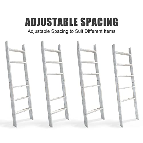 AKTOP Rustic Blanket Ladder 63 Inch, Adjustable Wood - Image 5