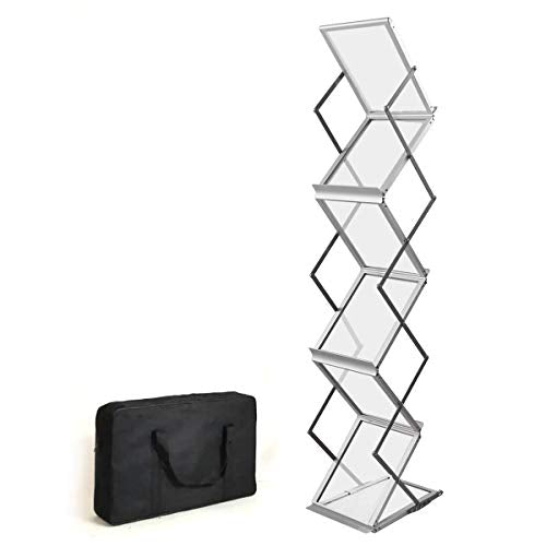 HUAZI Foldable Aluminum Magazine Rack, Portable Pop-up Display - Image 2