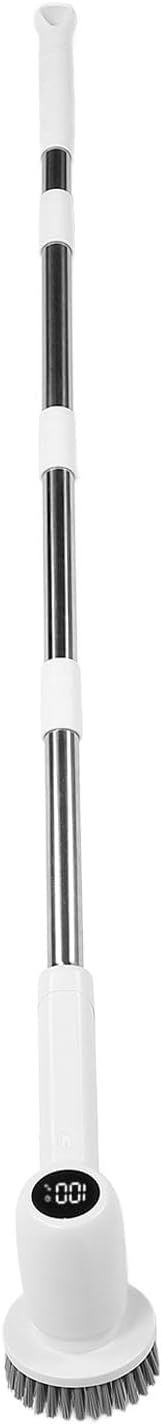 Electric Rotating Scrubber, Power Shower Scrubber Multifunctional Cordless Electric Cleaning Brush with Detachable Long Handle for Bathroom