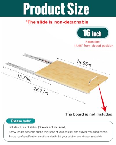 Bottom Mount Pull-Out Shelf Slides Soft Close Hidden - Image 3