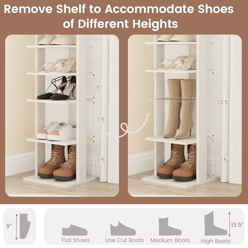 Tangkula 8-Tier Vertical Shoe Rack, Holds 7 Pairs, White - Image 6
