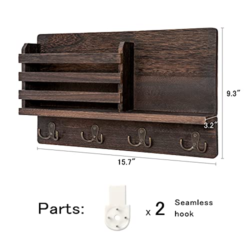Key Mail Holder Wall Mounted Wooden Hanger with 4 Double - Image 4