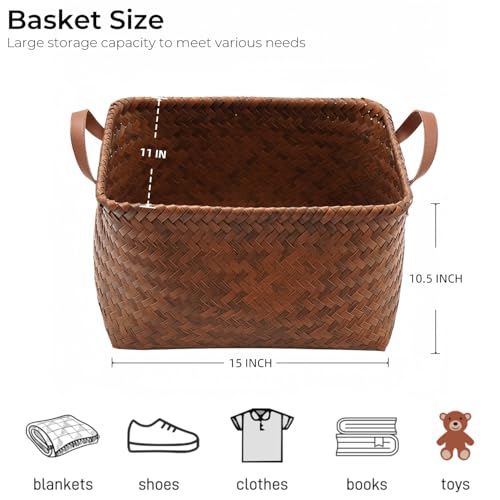 GIB Wicker Woven Storage Baskets for Organizing Blankets Laundry - Image 4