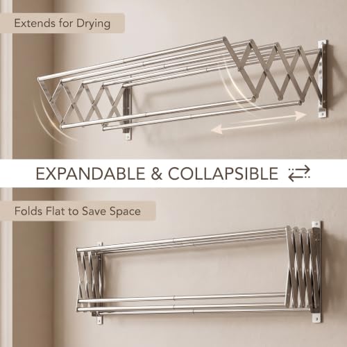 HILLHOUSE Wall Mounted Drying Rack Foldable Accordion - Image 5