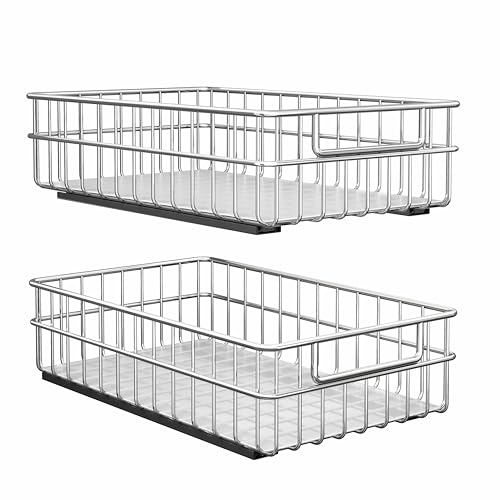 Pull out Cabinet Organizer, Stainless Steel 2-Pack Slide - Image 2