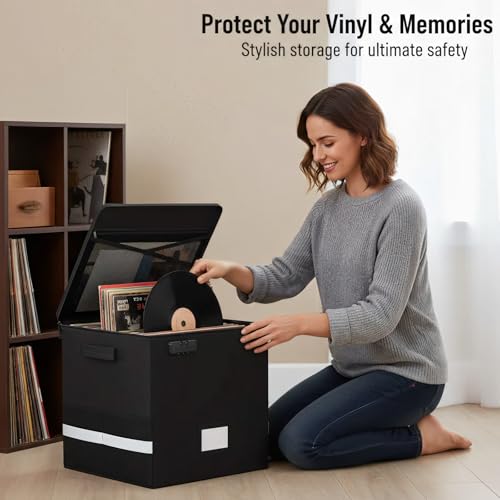 Vinyl Record Storage Box with Lock, 2-Pack Fireproof & Waterproof - Image 5