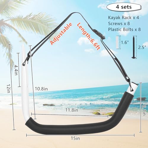 DEDU Kayak Storage Rack, Kayak Wall Mount Hangers 4 Pack - Image 3