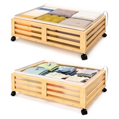 Under Bed Storage with Wheels-Large Bamboo Underbed - Image 2