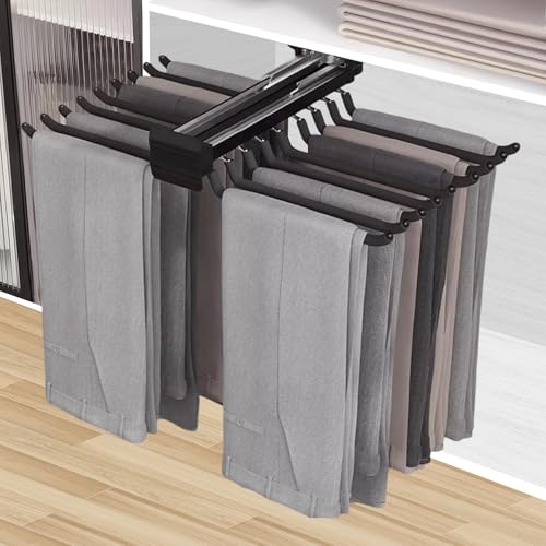 Pull Out Pants Hanger Rack Bar 18 Arms Steel Pull Out - Image 2