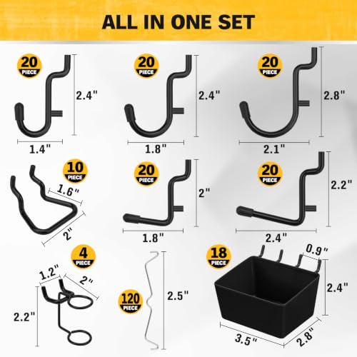 286-Piece Extra Thick Pegboard Hooks Set, 1/4" Heavy Duty - Image 4