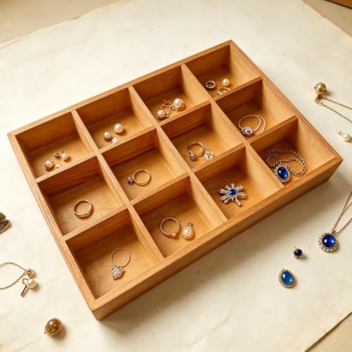 Wooden Sorting Tray Grid Display Divided Organizer Brown - Image 3