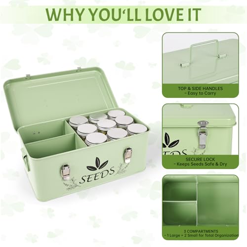 Spring Seed Storage Organizer | 3-Compartment Metal Seed - Image 4