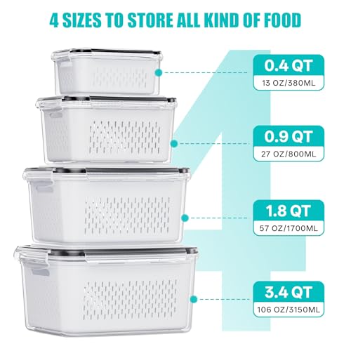 4 Pack Fruit Storage Containers for Fridge Set, BPA Free - Image 5