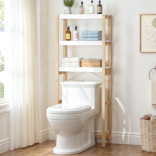 UTEX 3-Tier Over the Toilet Storage Shelf with Bamboo - Image 2