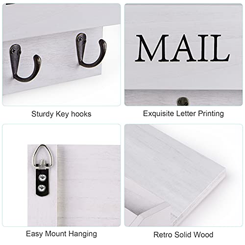 DLQuarts Solid Wood Mail Organizer with Key Holder | Home Organization - Image 6