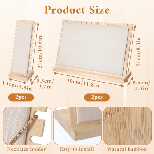 4 PCS Necklace Display for Vendors, Bamboo Retail Jewelry Display - Image 3