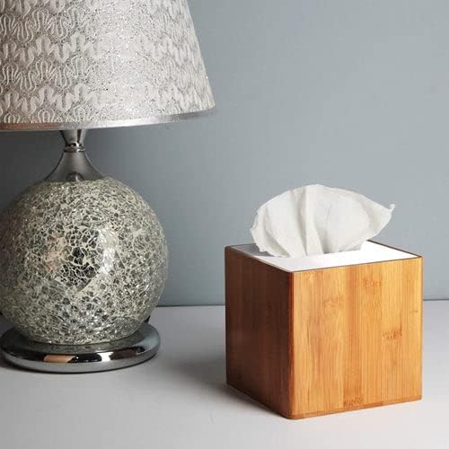 JackCubeDesign Bamboo Square Tissue Box White Acrylic Cover - Image 4