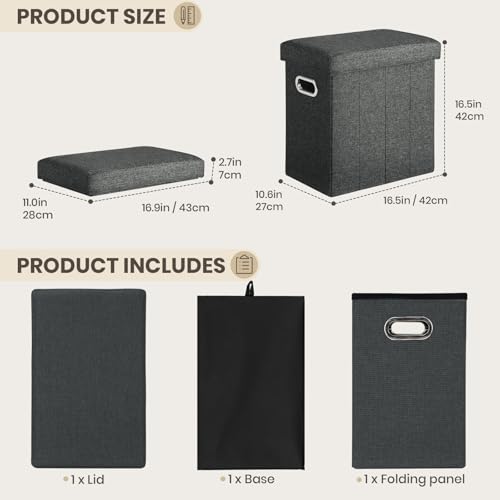 COSYLAND Collapsible Fabric Ottoman Footrest with Storage - Image 3